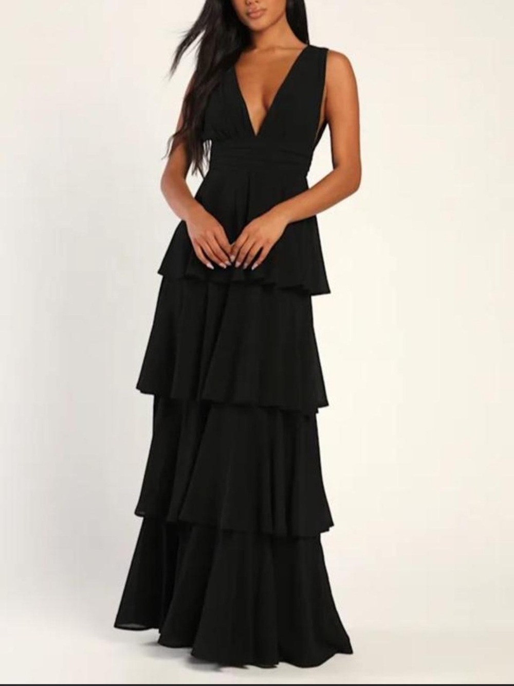 Lulu's Amazing Evening Black Tiered Maxi Dress